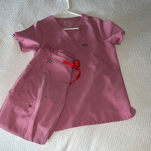 Size Small set of Figs Scrubs in Chalk Pink